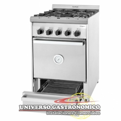 Cocina profesional 4 hornallas reja fundición c/parrilla puerta ciega - Sol Real