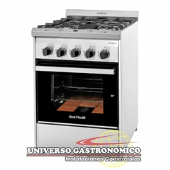 Cocina profesional 4 hornallas reja fundición puerta vidrio - Sol Real