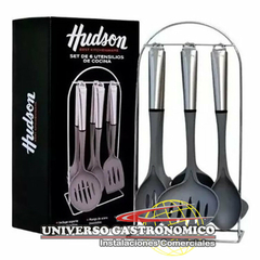 Set x 6 utensilios de nylon c/mango acero - Hudson