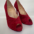 Sapato Peep Toe Christian Louboutin Camurça Vermelho na internet