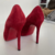 Imagem do Sapato Peep Toe Christian Louboutin Camurça Vermelho