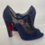 Sapato Peep Toe Christian Louboutin Camurça Azul Marinho - loja online