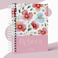 Agenda personalizada 2025 floral rosa