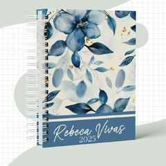 Agenda personalizada 2025 floral azul