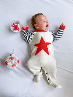 Macacão de bebê em tricot estrela - Mauaizinha