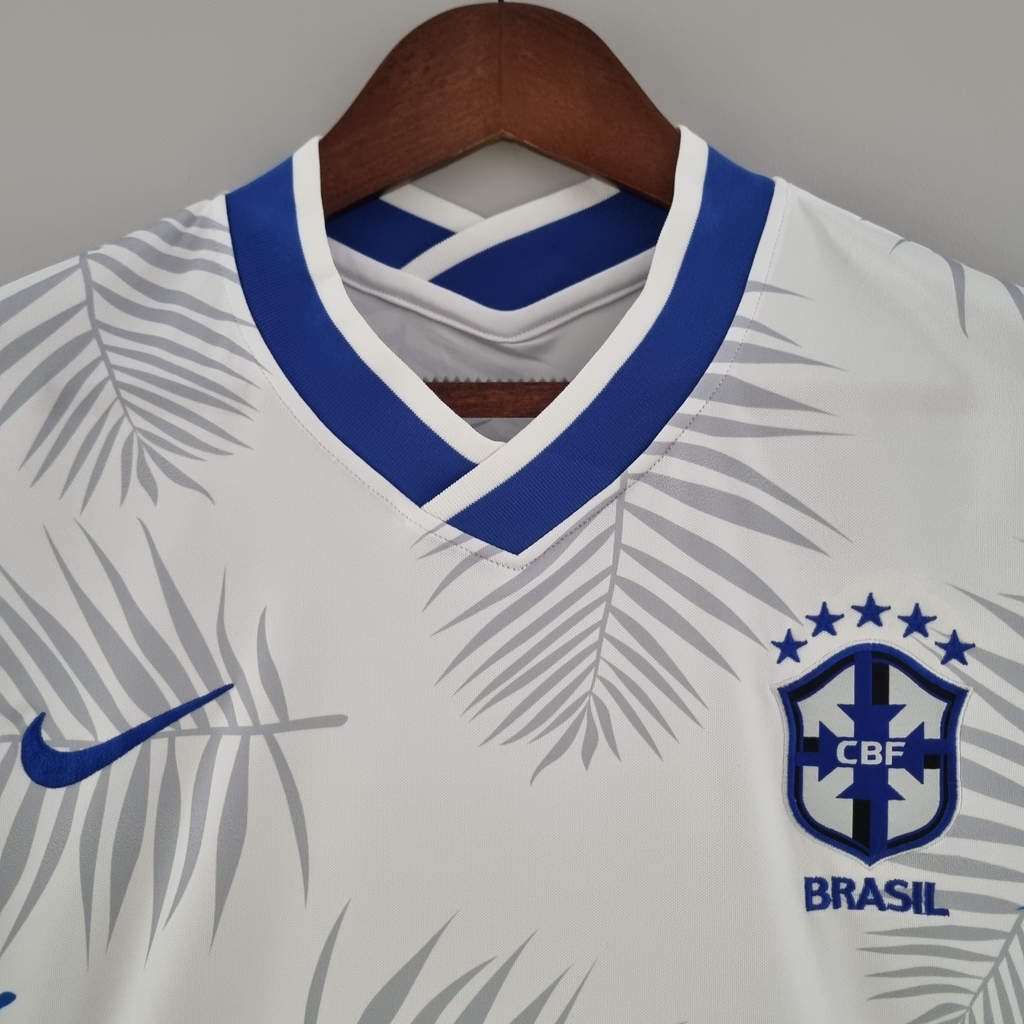Camisa Seleção Brasil 22 Torcedor Nike Masculina - Branca/Azul