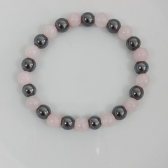 Pulseira de Hematita e Quartzo Rosa