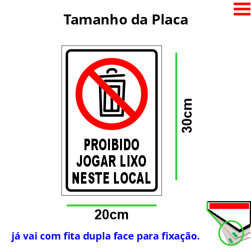 Placa Proibido Jogar Lixo Neste Local - Loja Viária - Produtos para  sinalização viária