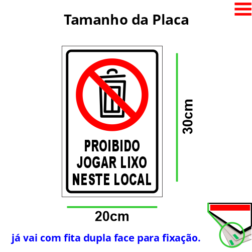 Placa Jogue Lixo no Lixo - Personalize