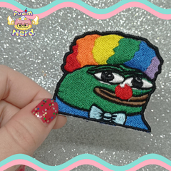 Patch aplique bordado Pepe Palhaço meme com termocolante