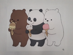 CUADRO DECORATIVO DE osos escandalosos WE BARE BEARS PARDO PANDA Y POLAR