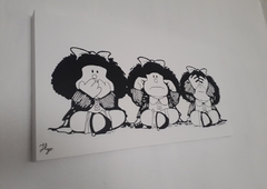 Cuadro decorativo pintado a mano de mafalda popart 