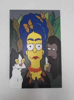 Cuadro Decorativo pintado de Marge Simpson FRIDA KAHLO 