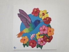 Cuadro decorativo COLIBRI CON FLORES - Galería Oneris