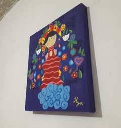 Cuadro Decorativo VIRGENCITA DE GUADALUPE MEXICANA AZUL 2 - Galería Oneris