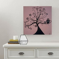 Cuadro decorativo ARBOL BUHO ROSA - comprar en línea