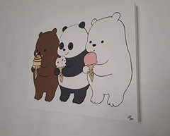 CUADRO DECORATIVO PINTADO A MANO DE LOS  osos escandalosos (WE BARE BEARS