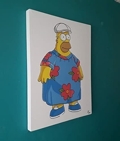 Cuadro Decorativo de Homero Simpson con gorra vestido de flores 