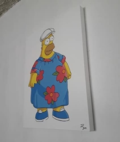 Cuadro Decorativo de Homero Simpson con bata de flores 