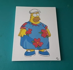 Cuadro Decorativo pintado a mano de Homero Simpson gordo