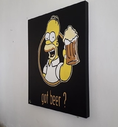 Cuadro Decorativo pintado a mano de Homero Simpson tarro de cerveza duff