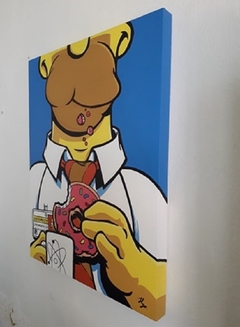 Cuadro Decorativo pintado a mano de Homero Simpson rosquillas