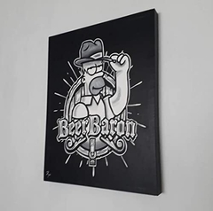 Cuadro Decorativo pintado a mano de Homero Simpson blanco y negro