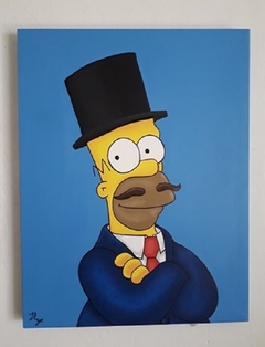 Cuadro Decorativo pintado a mano de Homero Simpson cosme fulanito 