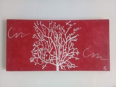 Cuadro Decorativo ARBOL BLANCO Y ROJO