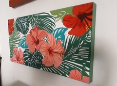 Cuadro decorativo FLORES TROPICALES Y HOJAS VERDES - comprar en línea