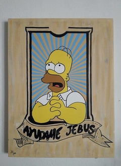 Cuadro Decorativo de Homero Simpson rezando ayúdame jebus 