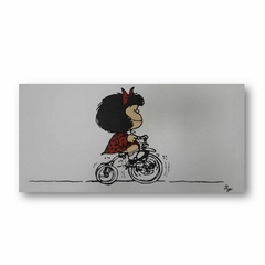 Cuadro decorativo MAFALDA en BICICLETA