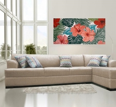 Cuadro decorativo FLORES TROPICALES Y HOJAS VERDES - Galería Oneris