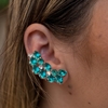 Brinco Ear Cuff Azul Turqueza Ródio Branco