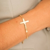 PULSEIRA CRUZ LISA BANHADO OURO 18K