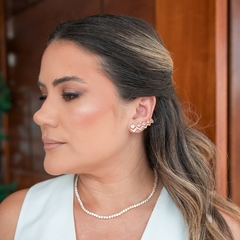 Brinco Ear Cuff Cinco Ponto de Zircônias Ouro 18 K