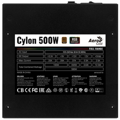 PSU AEROCOOL CYLON 500W FULL RANGE 80+ BRONZE RGB - comprar en línea