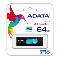 MEM USB ADATA 64GB 2.0 RETRACTIL UV220 NEGRO AZUL - comprar en línea