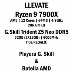BUNDLE CPU AMD RYZEN 9 7900X + GSKILL TRIDENT Z5 NEO DDR5 2x16GB 6000MHZ RGB - comprar en línea