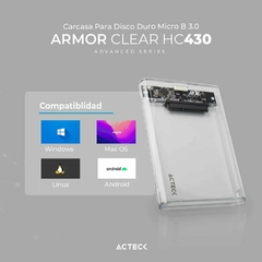 CAJA DE DISCO DURO ACTECK ARMOR CLEAR HC430 HDD 2.5 USB MICRO B COLOR TRANSPARENTE en internet
