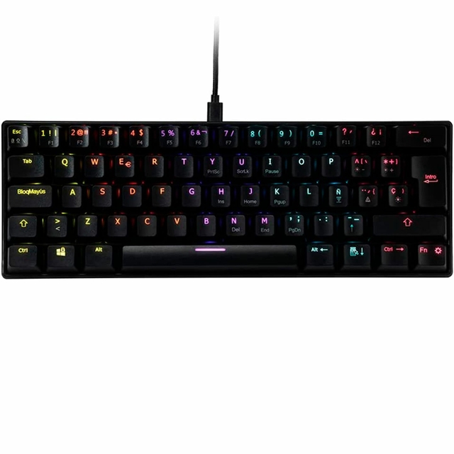 Teclado Ocelot Ogmk03 60 Tkl Switch Blue Rgb Negro Mecanico Plastico