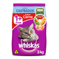 WHISKAS DRY GATOS CASTRADOS CARNE - comprar online