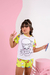 PIJAMA INFANTIL MANGA CURTA E SHORT RAPOSA AMARELA COLORIR - lbpijamas