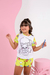 PIJAMA INFANTIL MANGA CURTA E SHORT RAPOSA AMARELA COLORIR - loja online