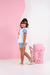 PIJAMA INFANTIL MANGA CURTA E SHORT PANDA AZUL COLORIR - comprar online