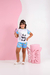 PIJAMA INFANTIL MANGA CURTA E SHORT PANDA AZUL COLORIR