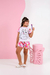 PIJAMA INFANTIL MANGA CURTA E SHORT GATINHA ROSA COLORIR - loja online