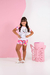 PIJAMA INFANTIL MANGA CURTA E SHORT GATINHA ROSA COLORIR - lbpijamas