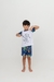 PIJAMA INFANTIL MANGA CURTA E SHORT ROBO AZUL ESCURO COLORIR