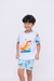 PIJAMA INFANTIL MANGA CURTA E SHORT DINO SKATE CLARO na internet